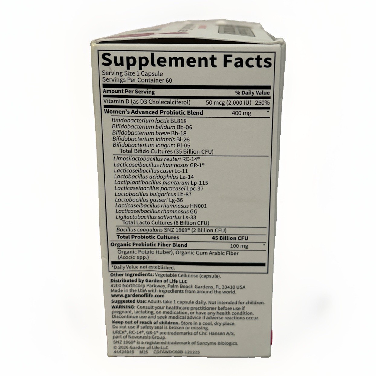 Garden of Life Advanced Women’s Daily Probiotic Supplement 60 Capsules