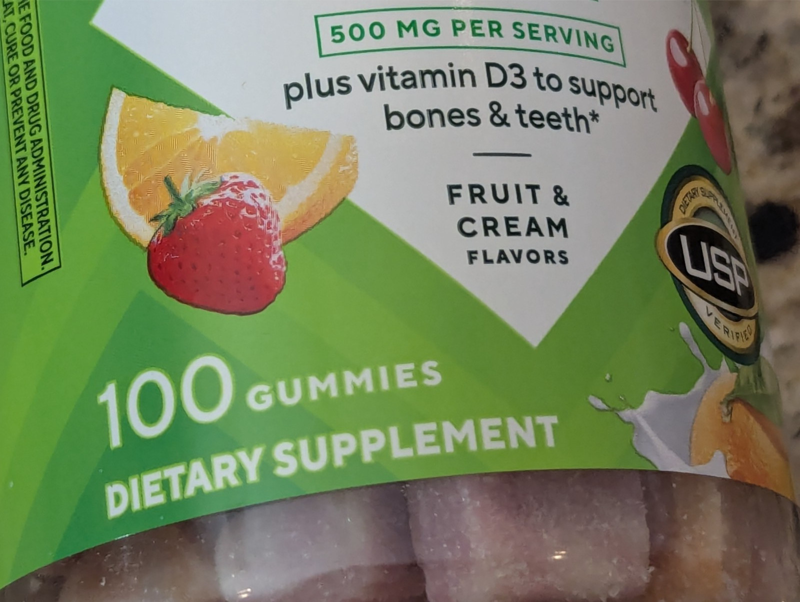Vitafusion Calcium 500mg Plus Vitamin D3 Fruit & Cream 100 gummies exp: 01/2028