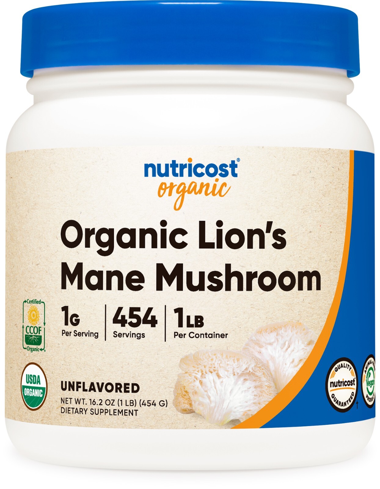 Nutricost Organic Lion’s Mane Mushroom Powder 1 LB