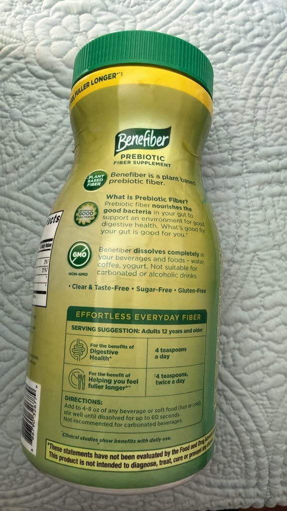 Benefiber Daily Prebiotic Fiber Supplement Powder, Unflavored, 28.9 oz.
