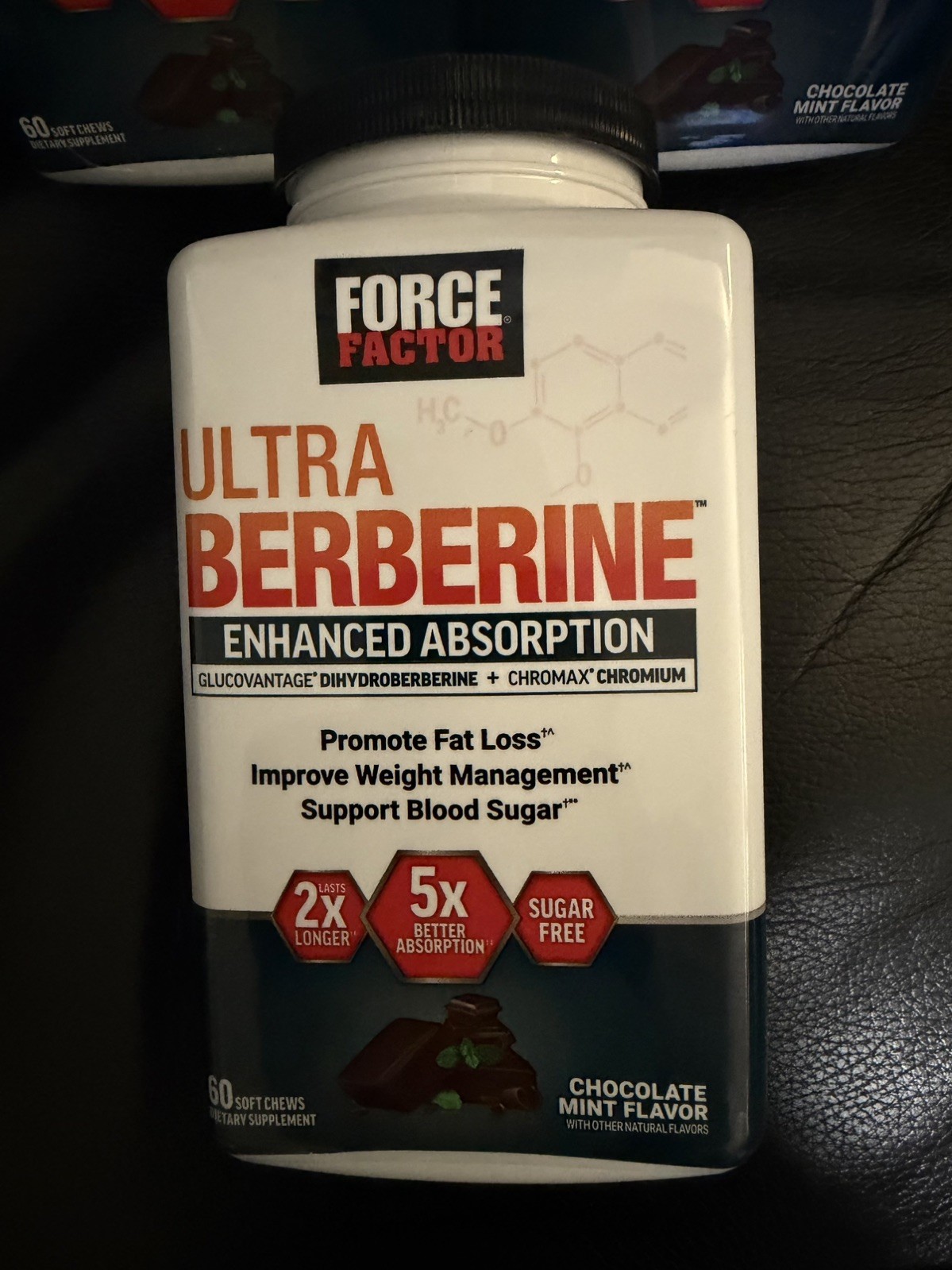 3 Force Factor Ultra Berberine 5X Absorption Chocolate Mint Soft Chew EXP 3/27