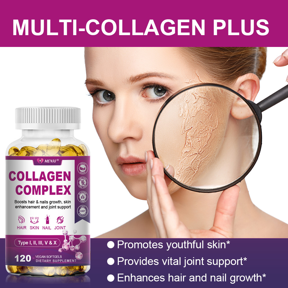 Collagen Peptides Pills 2000mg Hydrolyzed Anti Aging Capsules Types I,II,III,V,X