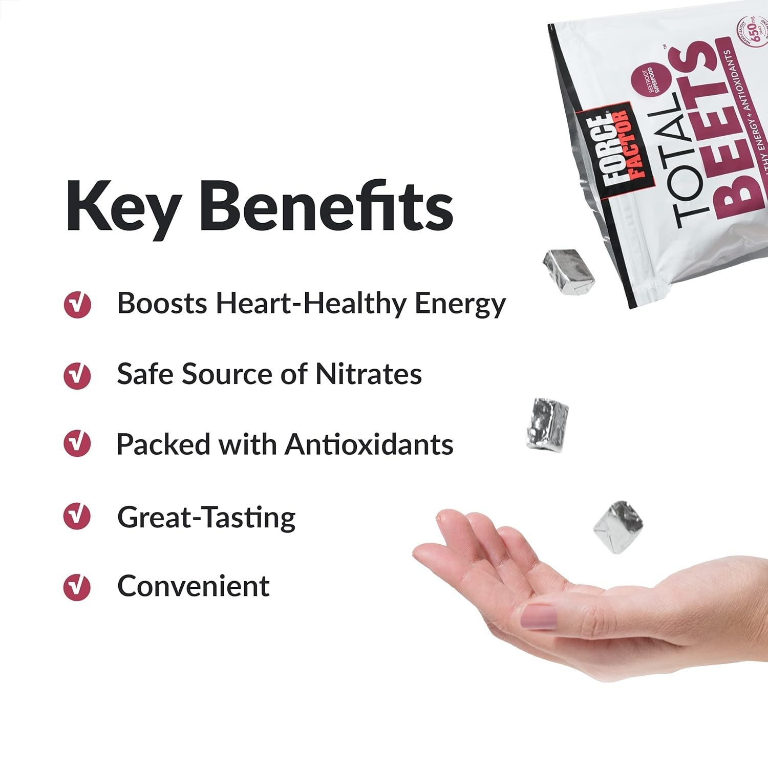 Force Factor Total Beets Blood Pressure Support, Beet Root Supplement Soft Chew