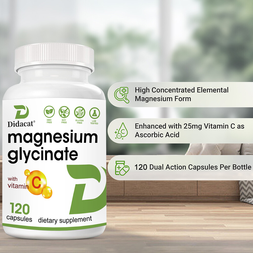 Magnesium Glycinate 1000mg – 30/60/120Caps For Sleep, Stress Relief Support Bone