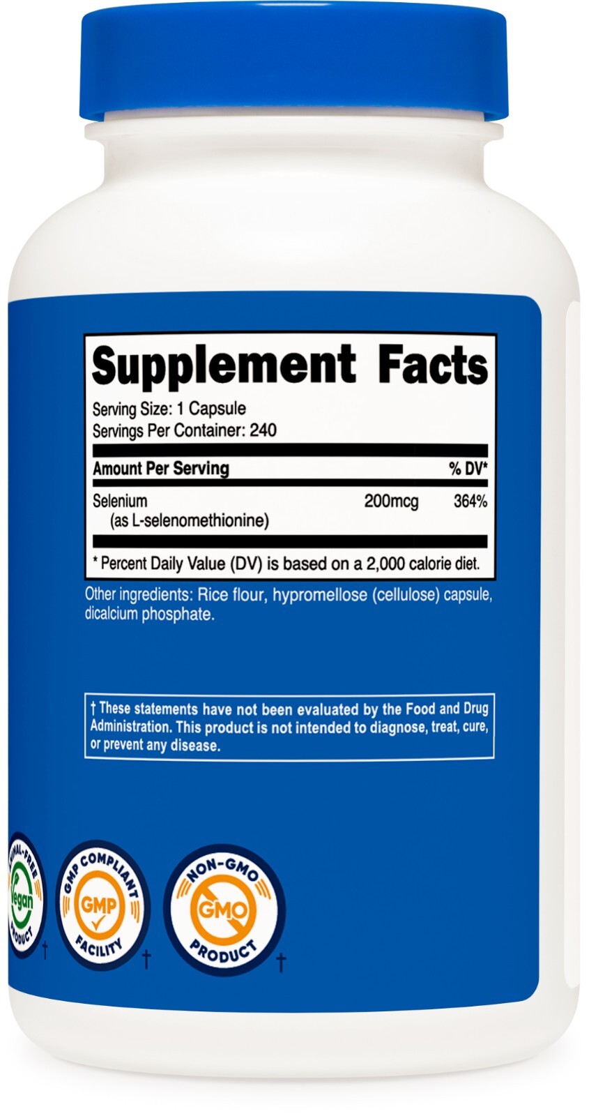 Nutricost Selenium 200mcg, 240 Vegetarian Capsules
