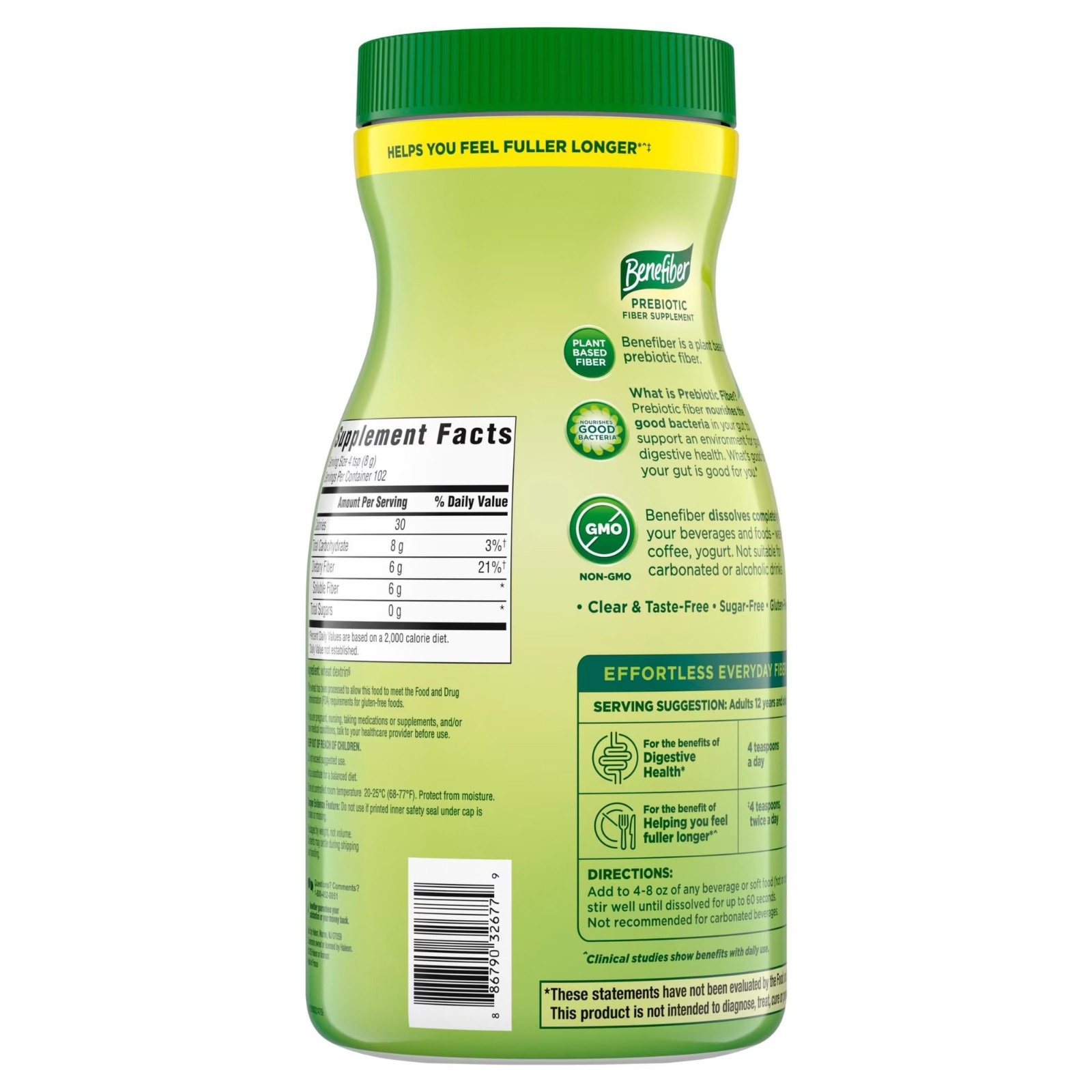 Benefiber Daily Prebiotic Fiber Supplement Powder, Unflavored, 28.9 oz.