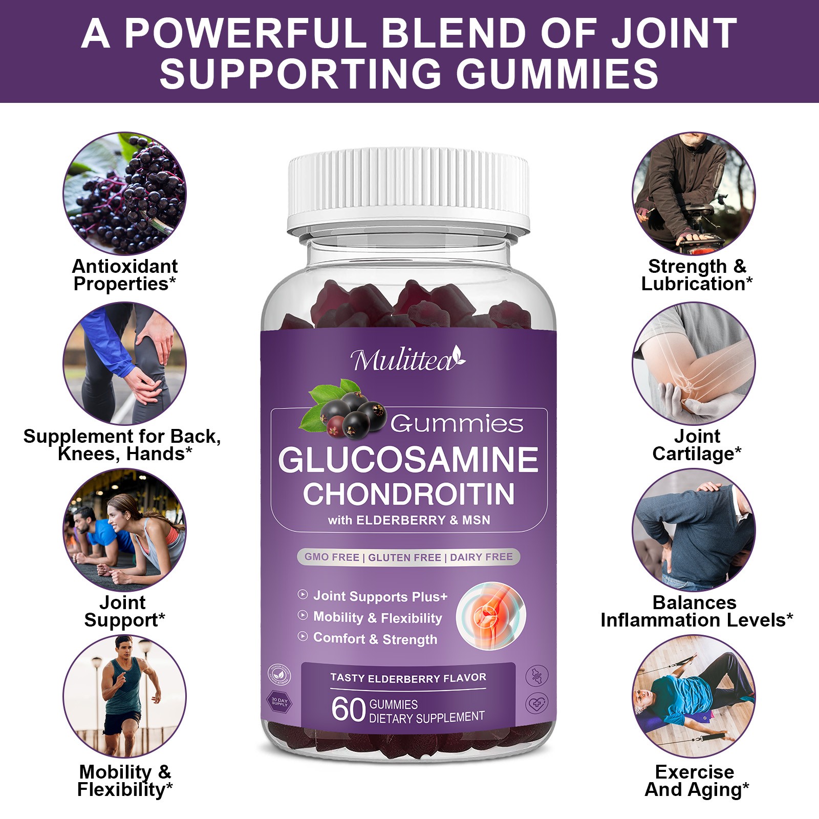 120pcs Glucosamine Chondroitin MSM Gummies Triple Strength Joint Support