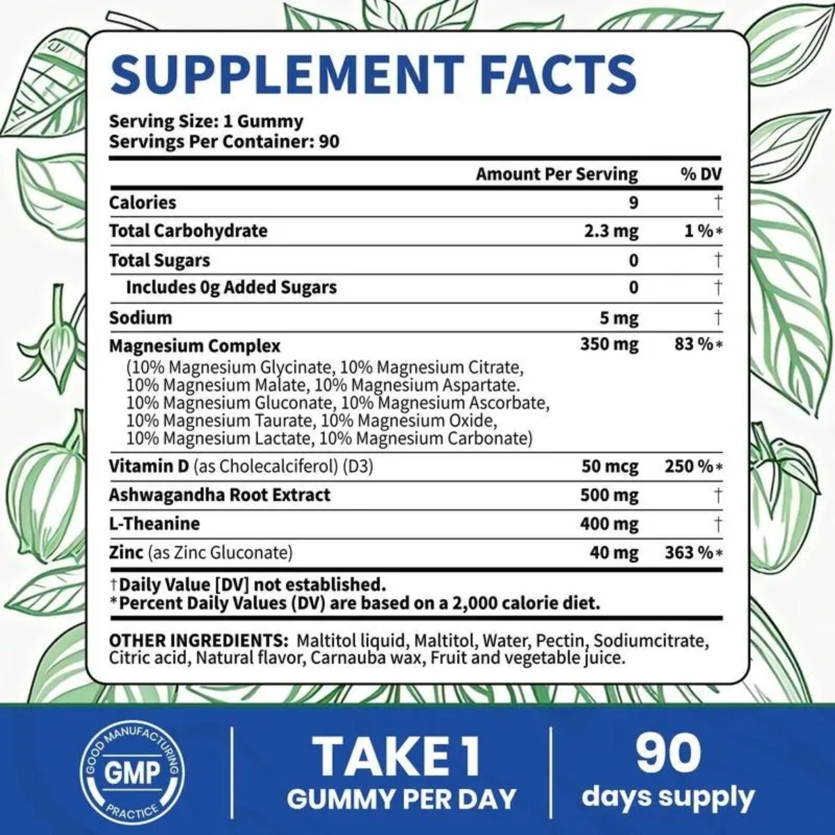 14-in-1 Magnesium Blend Gummies Daily Stress Calm Sleep Health Supplement