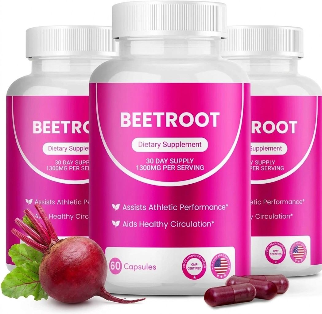 3X Rosabella Organic Beet Root 60 Capsules Natural Energy Boost Blood Pressure