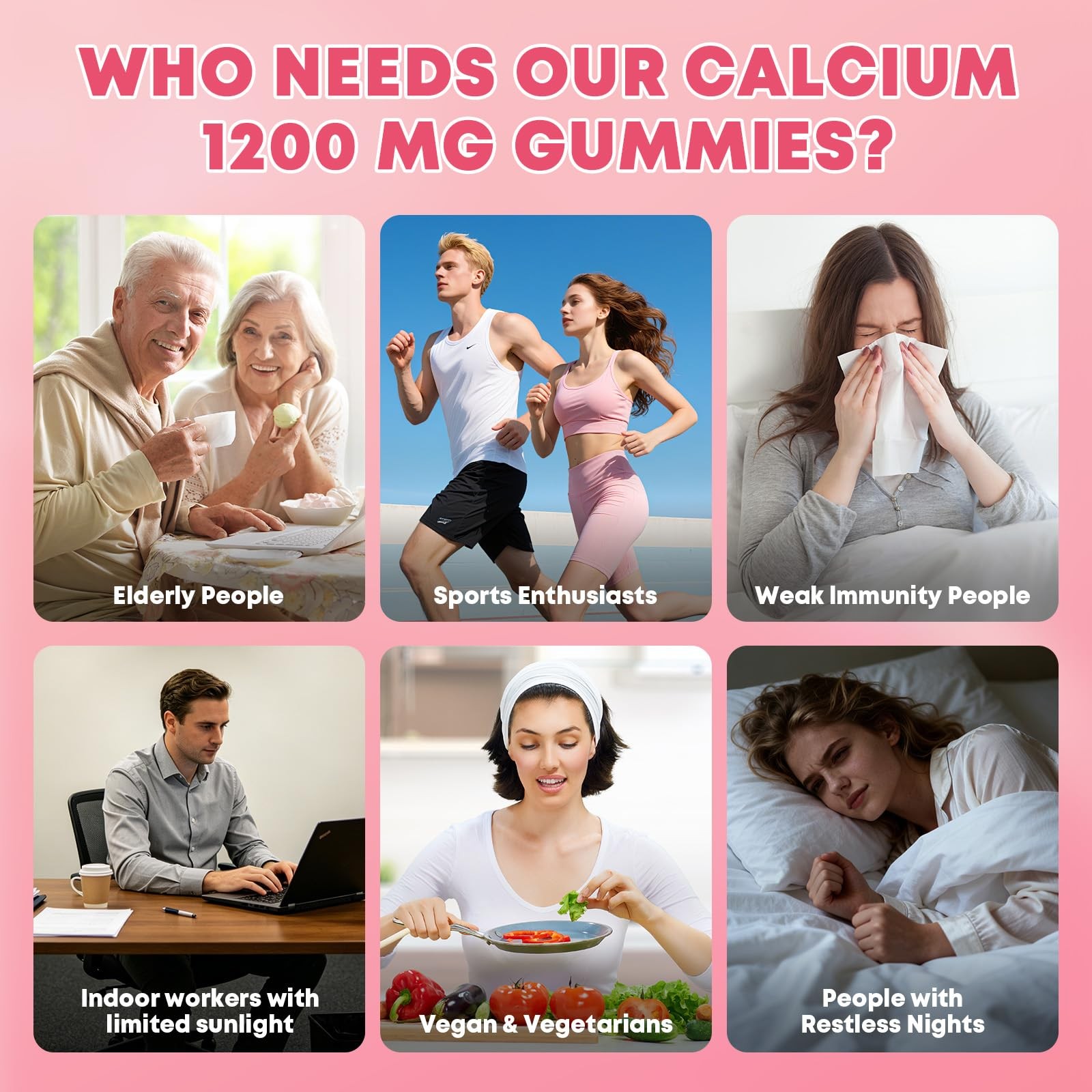 Gornvb 2 Pack Calcium Citrate Gummies 1200 Mg Vitamin D3 K2 For Bone Support