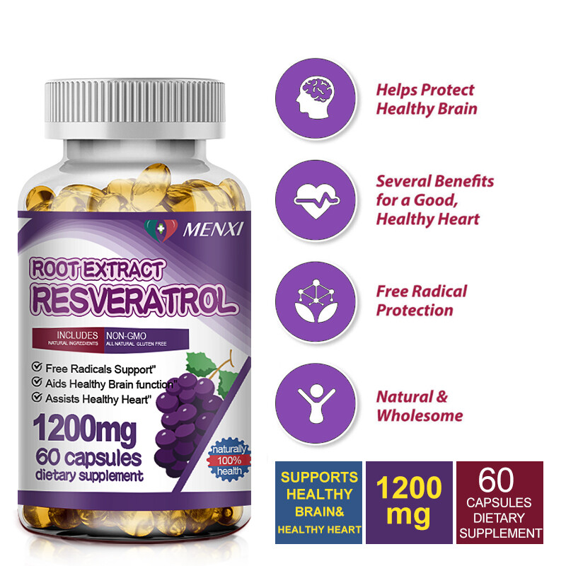 （5 Pack） Resveratrol – Brain Support, Mental Focus, Heart Health, Immune Support