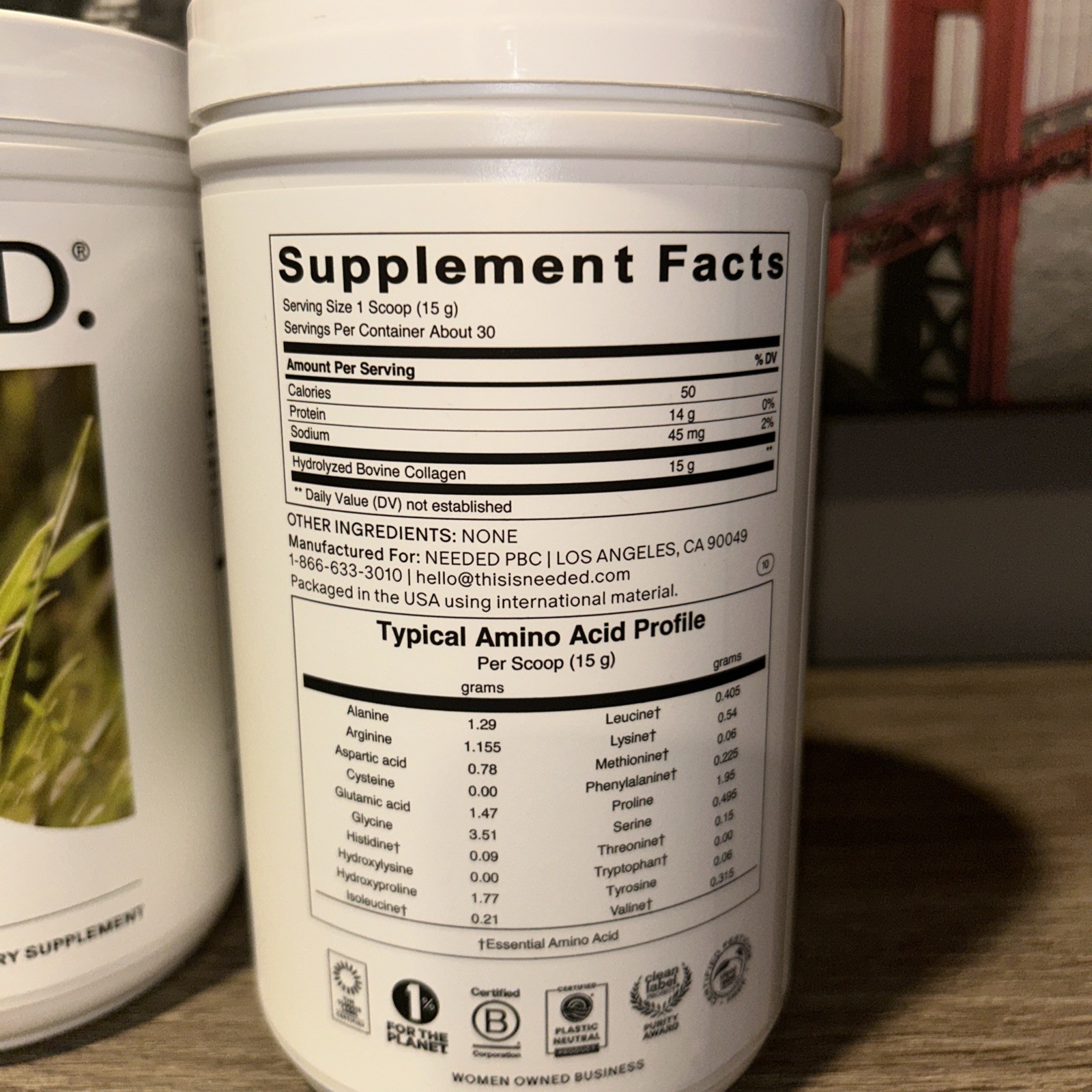 Collagen Protein Dietary Supplement 16 oz By Needed 3 Tubs