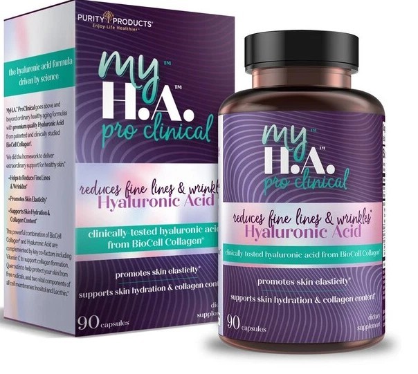 Purity Products My H.A. Pro Clinical Hyaluronic Acid, 90 Capsules. EXP : 01/2027