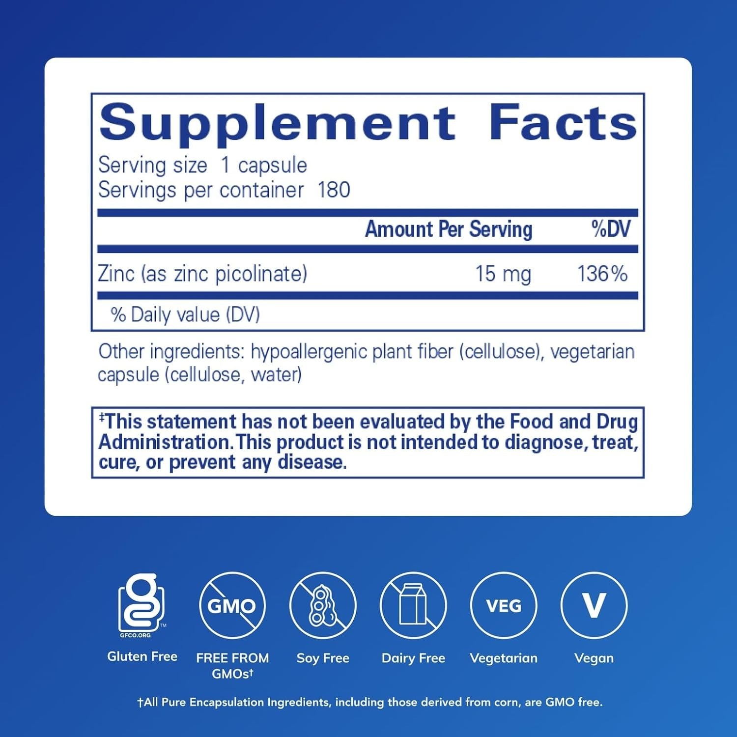 Zinc 15 180ct Pure Encapsulation