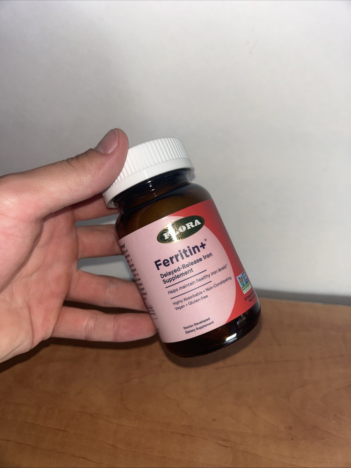 Flora Ferritin+ Delayed-Release Iron Capsules Vegan Gluten-Free Non-GMO, 30 ct
