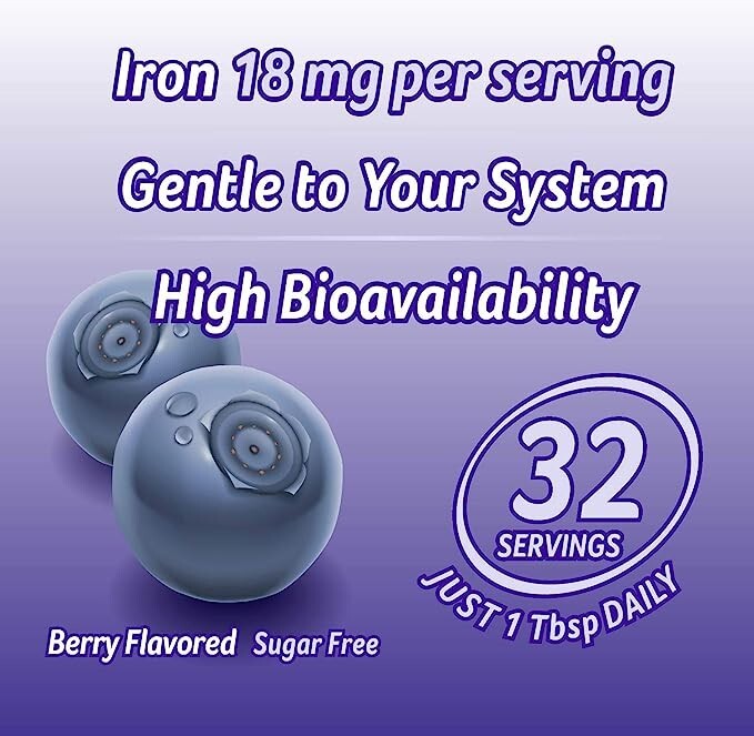 Liquid Mineral Supplement, Iron, Natural Berry, 16 Ounce