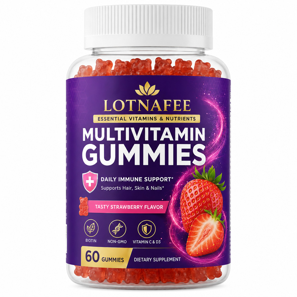 Lotnafee High-Potency Adult Multivitamin – Natural Whole-Food Source, Daily Gumm