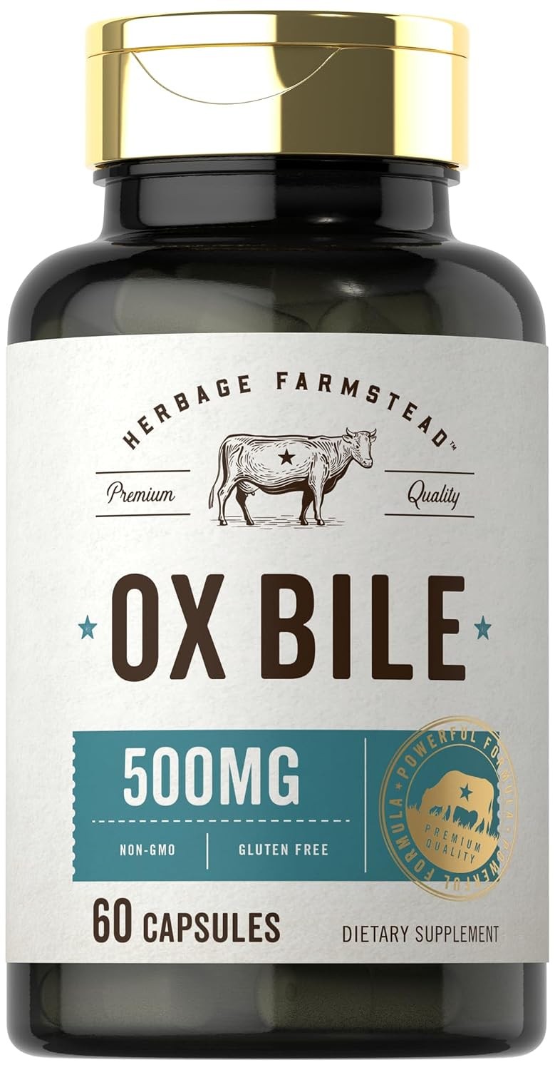 Carlyle Ox Bile Supplement 500 mg | 60 Capsules | Digestive Enzymes | Non-GMO &