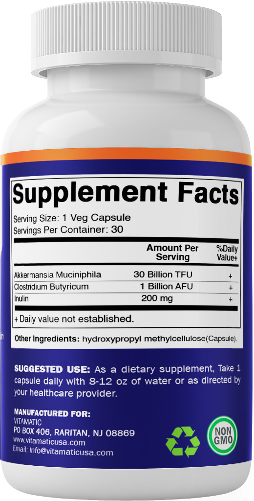 Vitamatic Akkermansia Muciniphila 30 B TFU + Clostridium Butyricum – 30 Capsules