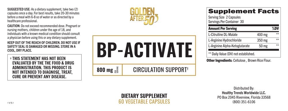 Golden After 50’s BP-Activate is a circulation support formula. 6 Month Supply.