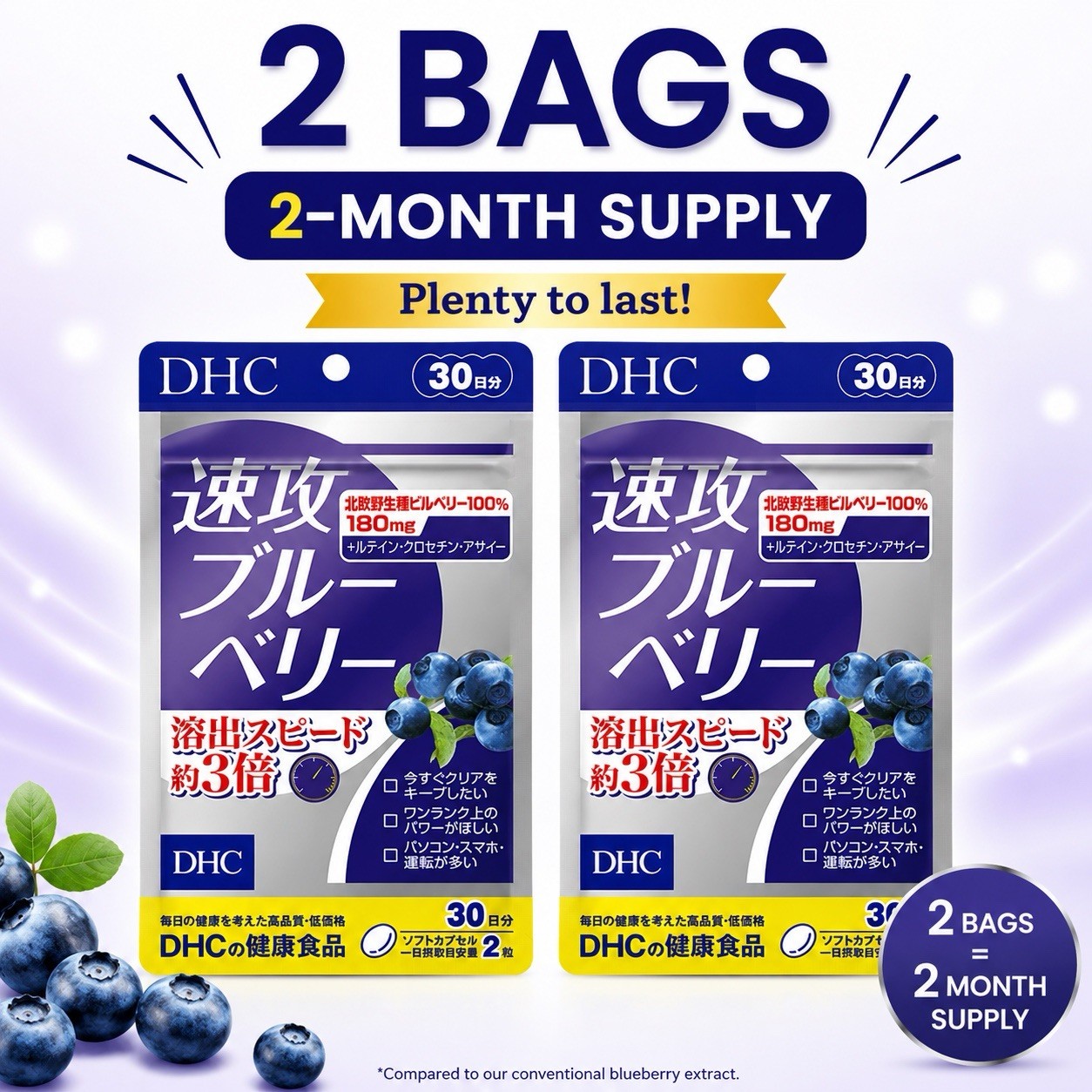 DHC Fast-Acting Blueberry 30Days×2Pack-Eye Support supplement
