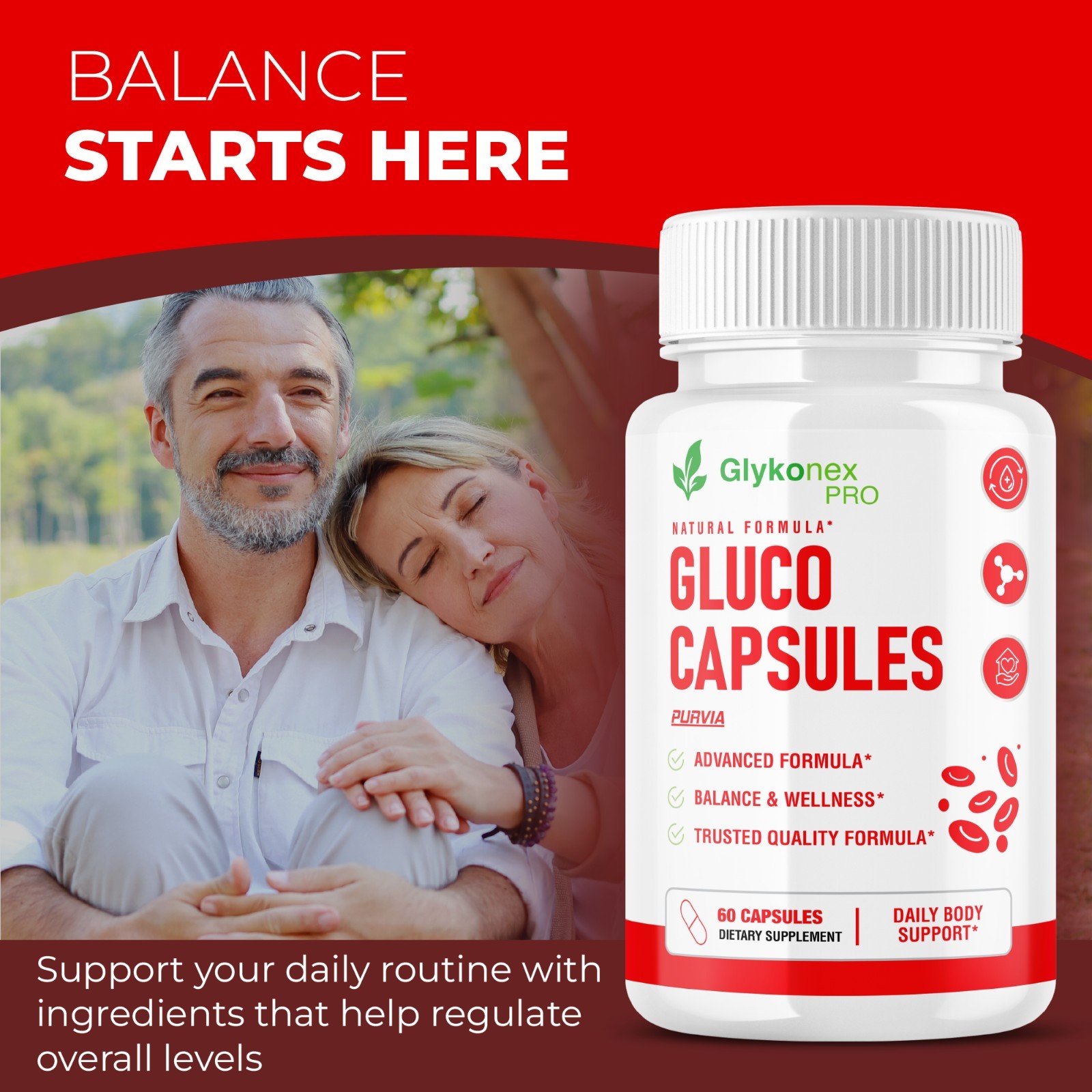 Glykonex Pro Gluco Capsules Daily Blood‑Sugar Optimizer Support Pills 1-3 pack