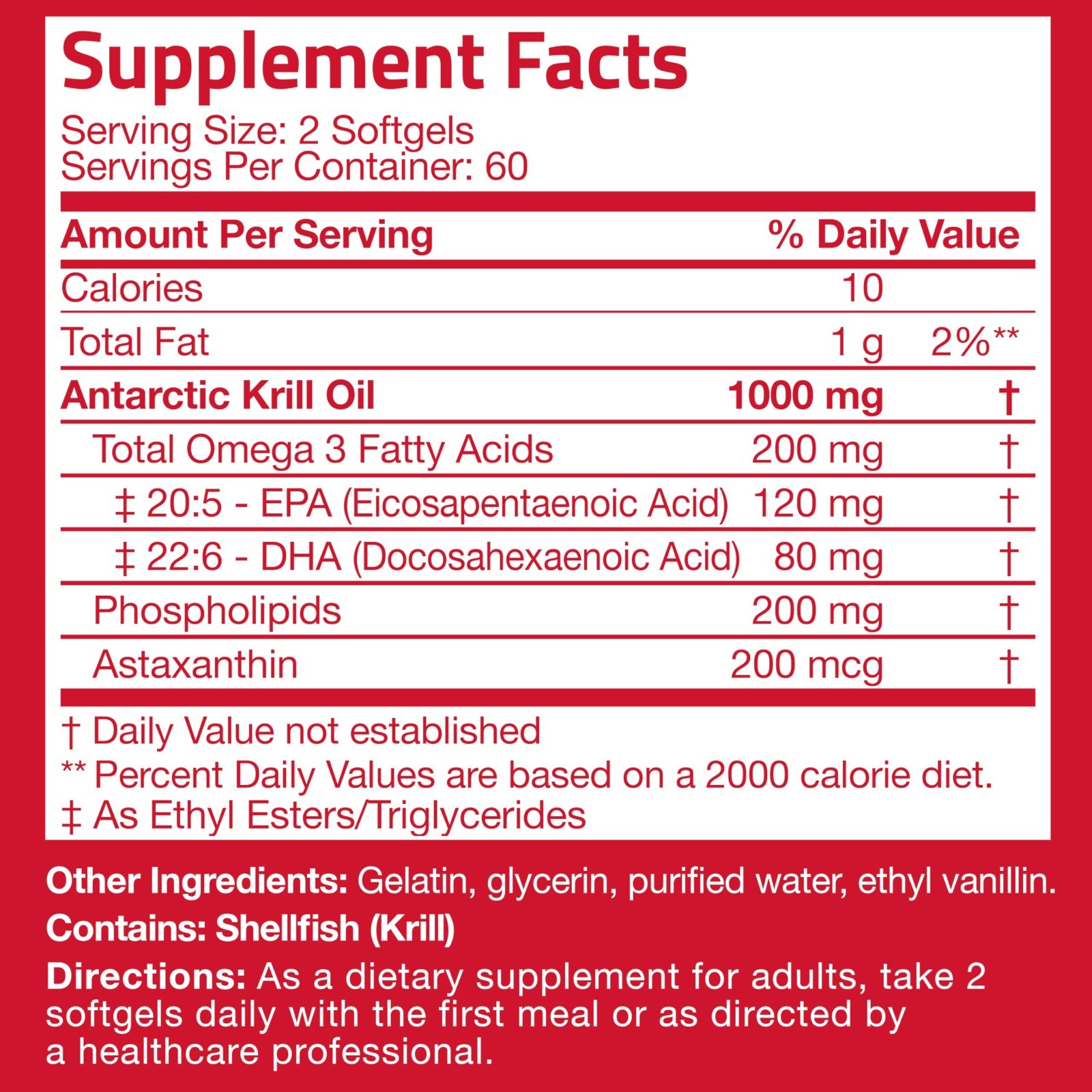 Antarctic Krill Oil 1000mg – Omega-3 EPA DHA, Heavy Metal Tested, 120 Softgels