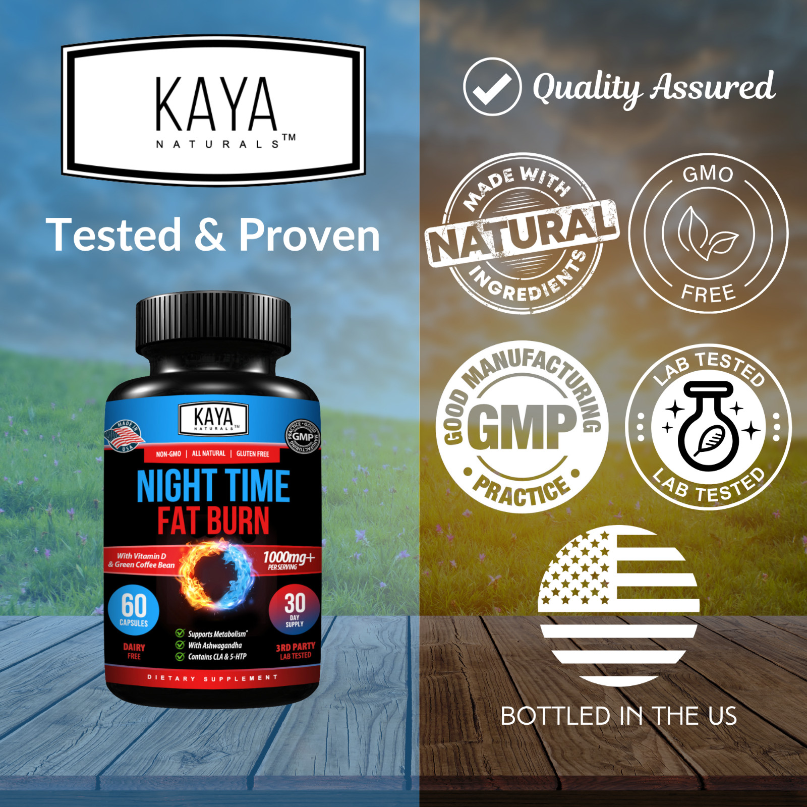 Night Time Fat Burn Supplement 60ct, Metabolism Support, Healthy Weight Loss