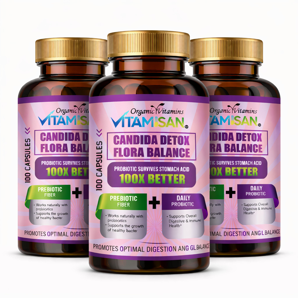 Candida Detox 3 Pack Probiotic Prebiotic Gut Health Digestive 300 Caps