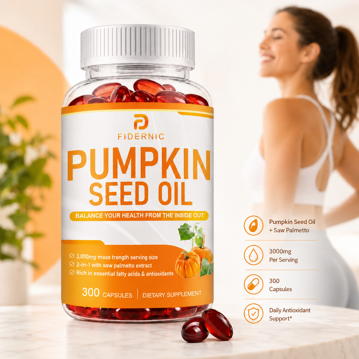 2 Bottle Pumpkin Seed Oil 3000mg Per Serving 300 Capsules Dietary Supplement