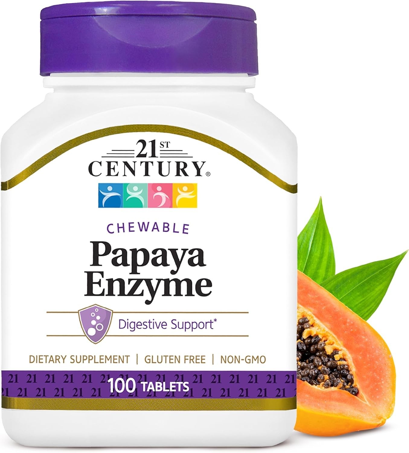 Papaya Enzyme Chewable Tablets, Tropical, 100 Count