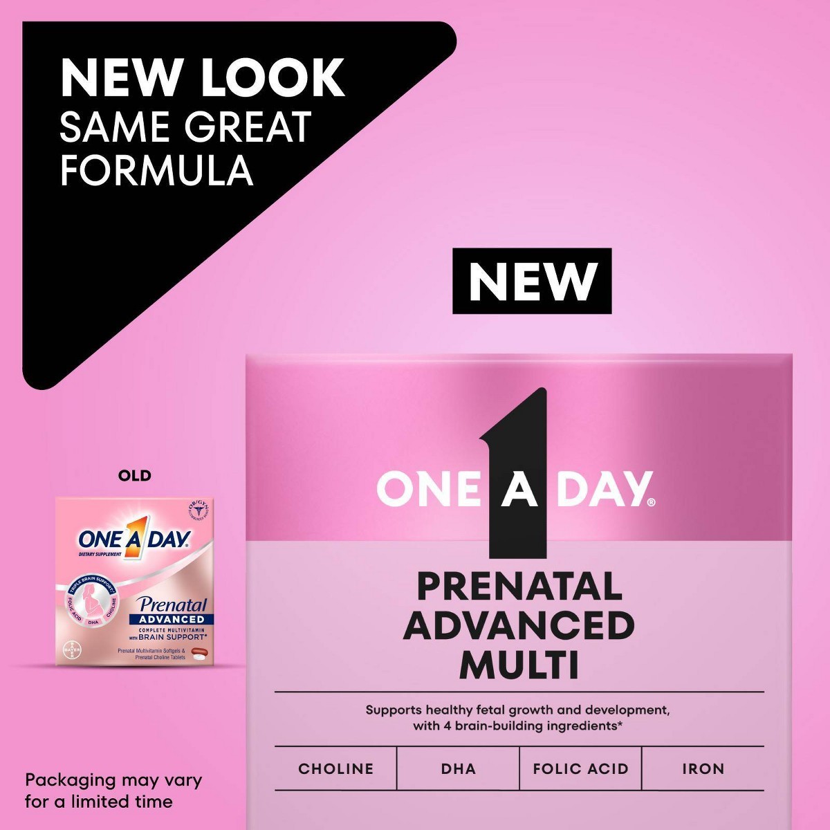 One A Day Prenatal Advanced with Folic Acid – 60+60ct: Gluten-Free, Dairy-Free