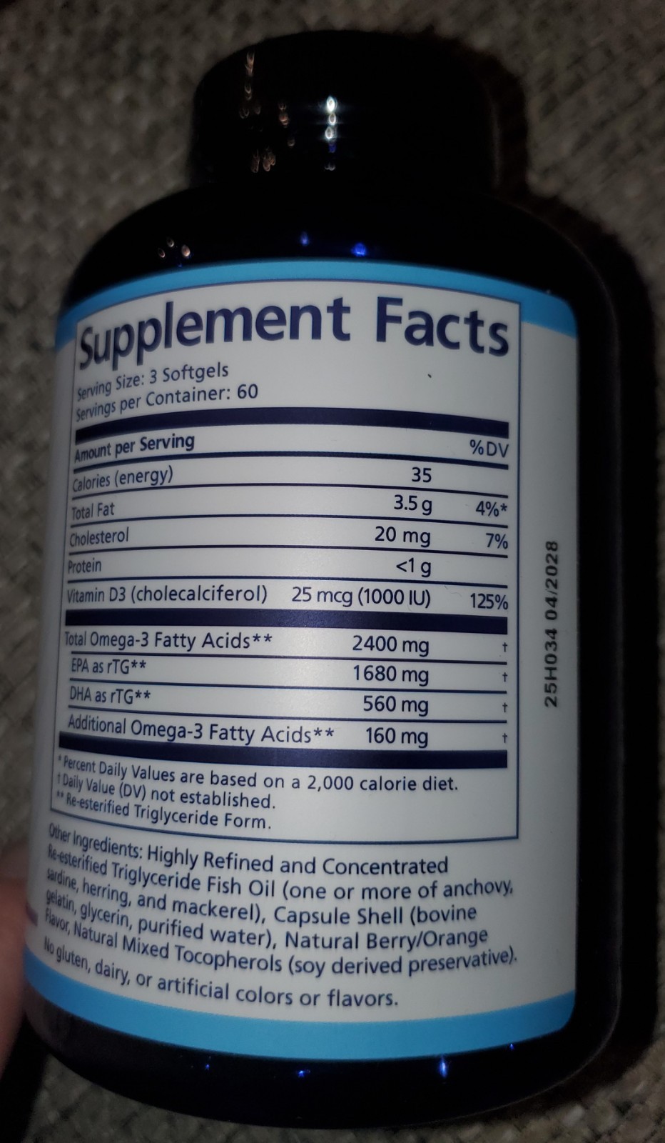 PRN Dry Eye Omega De3 Support for Eye Dryness 2240mg EPA DHA 180