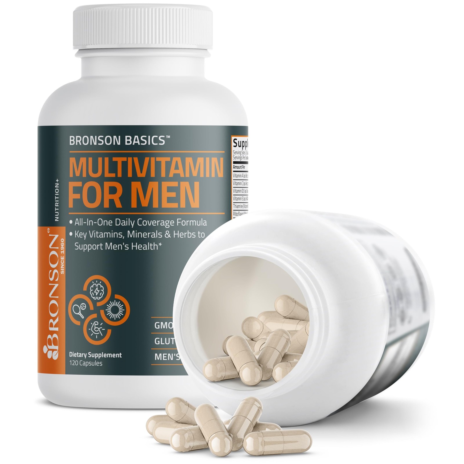Bronson Multivitamin for Men All-in-One Daily Coverage 120 Count (Pack of 1)