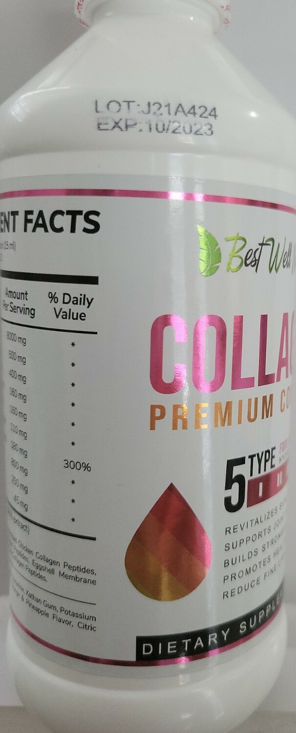 BEST WELL LIQUID HYDROLIZED COLLAGEN 5 TYPE FOR SKIN WRINKLES & LINES 16 fl Oz