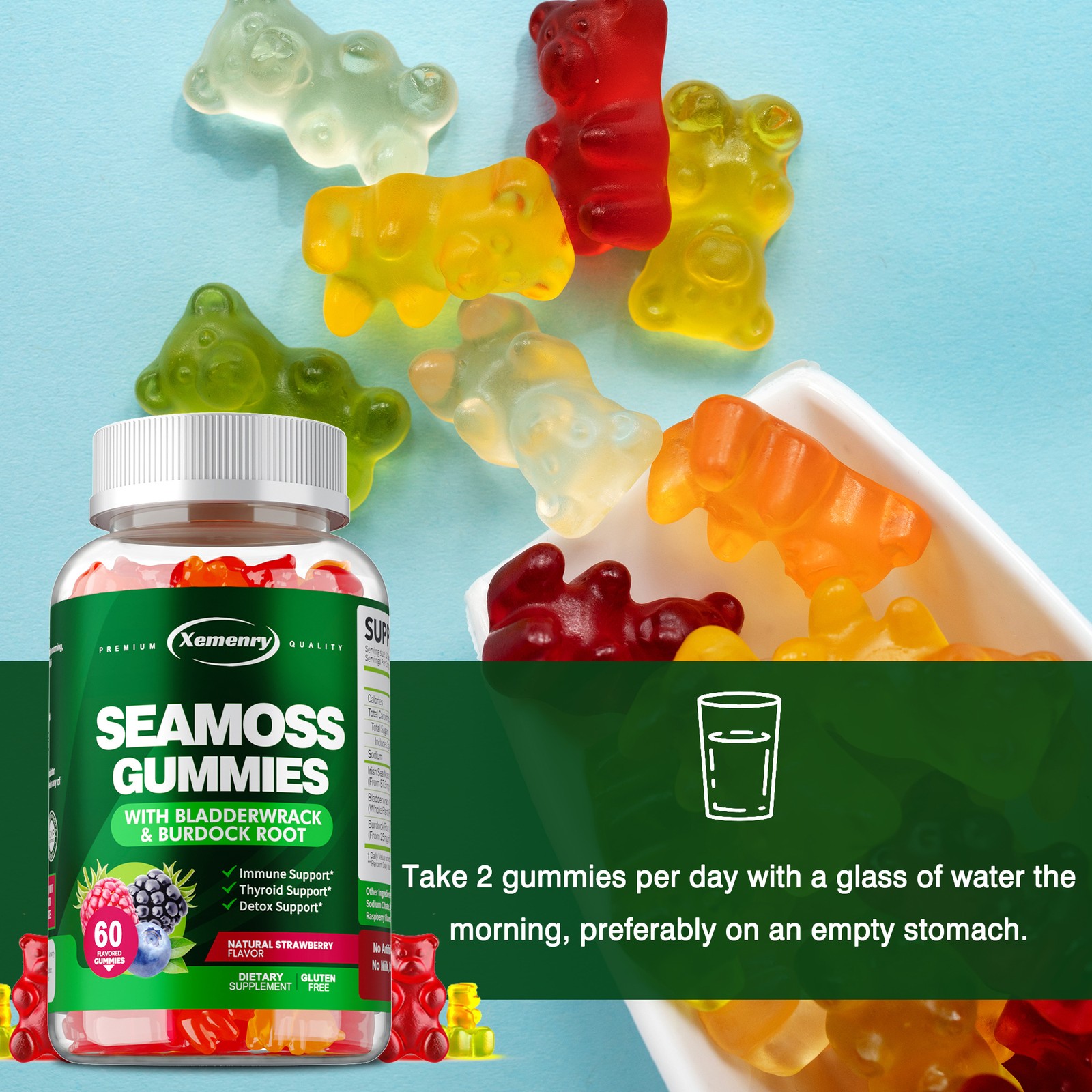 Seamoss Gummies 3000mg – Detox,Thyroid Health, Digestive and Immune Support
