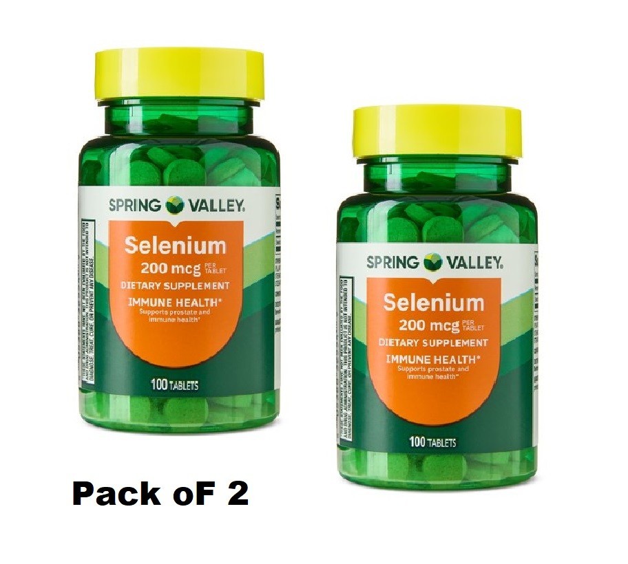 2 pack Spring Valley Selenium Immune Health Supplement Tablets, 200 mcg, 100 CT