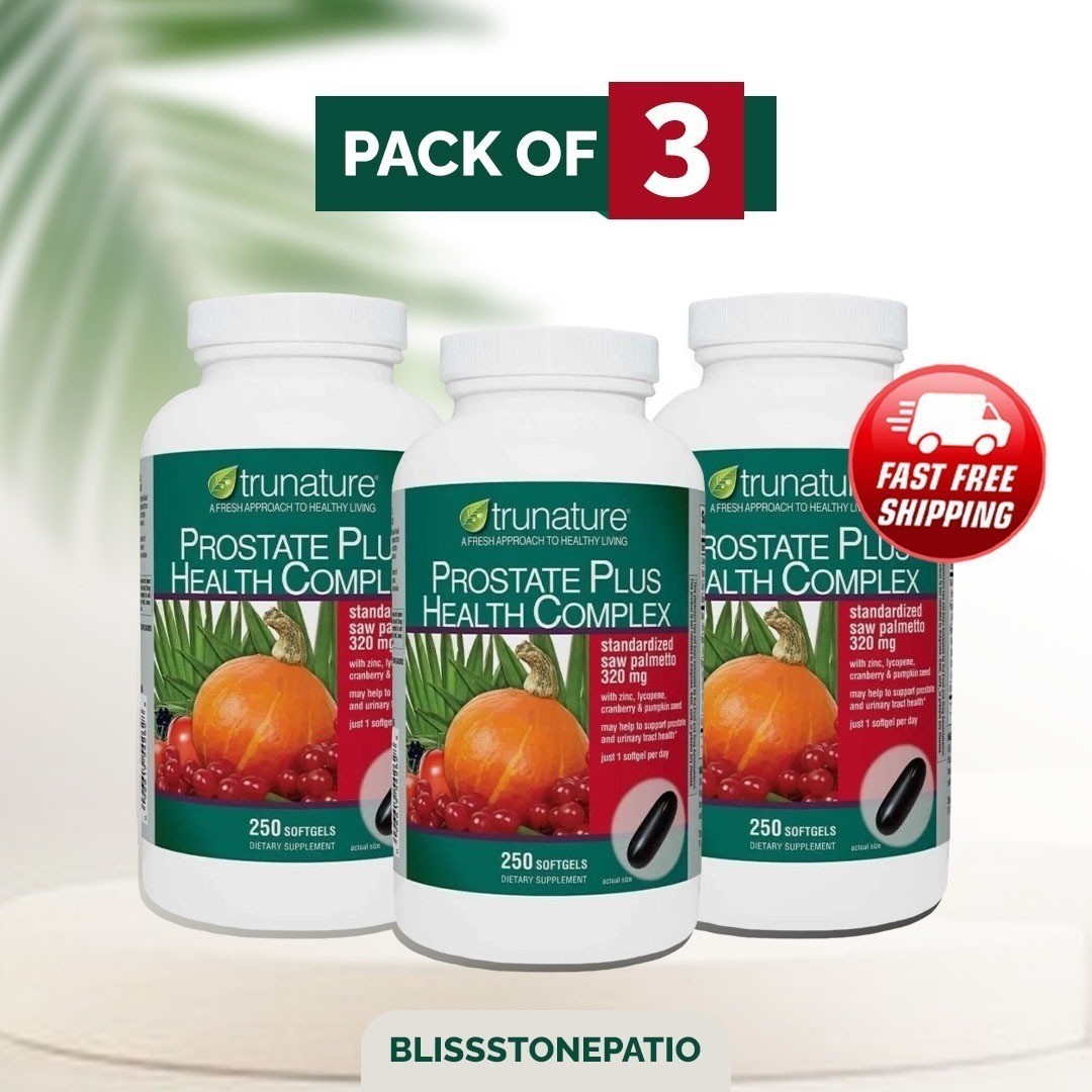 pack of 3-trunature Prostate Plus Health Complex, 250 Softgels with Saw Palmento