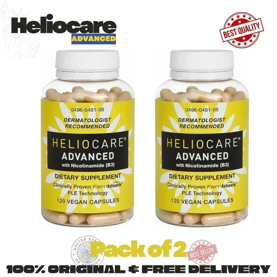 2 Packs Heliocare Advanced Nicotinamide B3 Skin Health 120 Capsules Exp: 07/2028