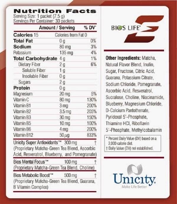 30 Sachets Bios Life E Unicity Smart Energy Drink Weight Management Metabolism