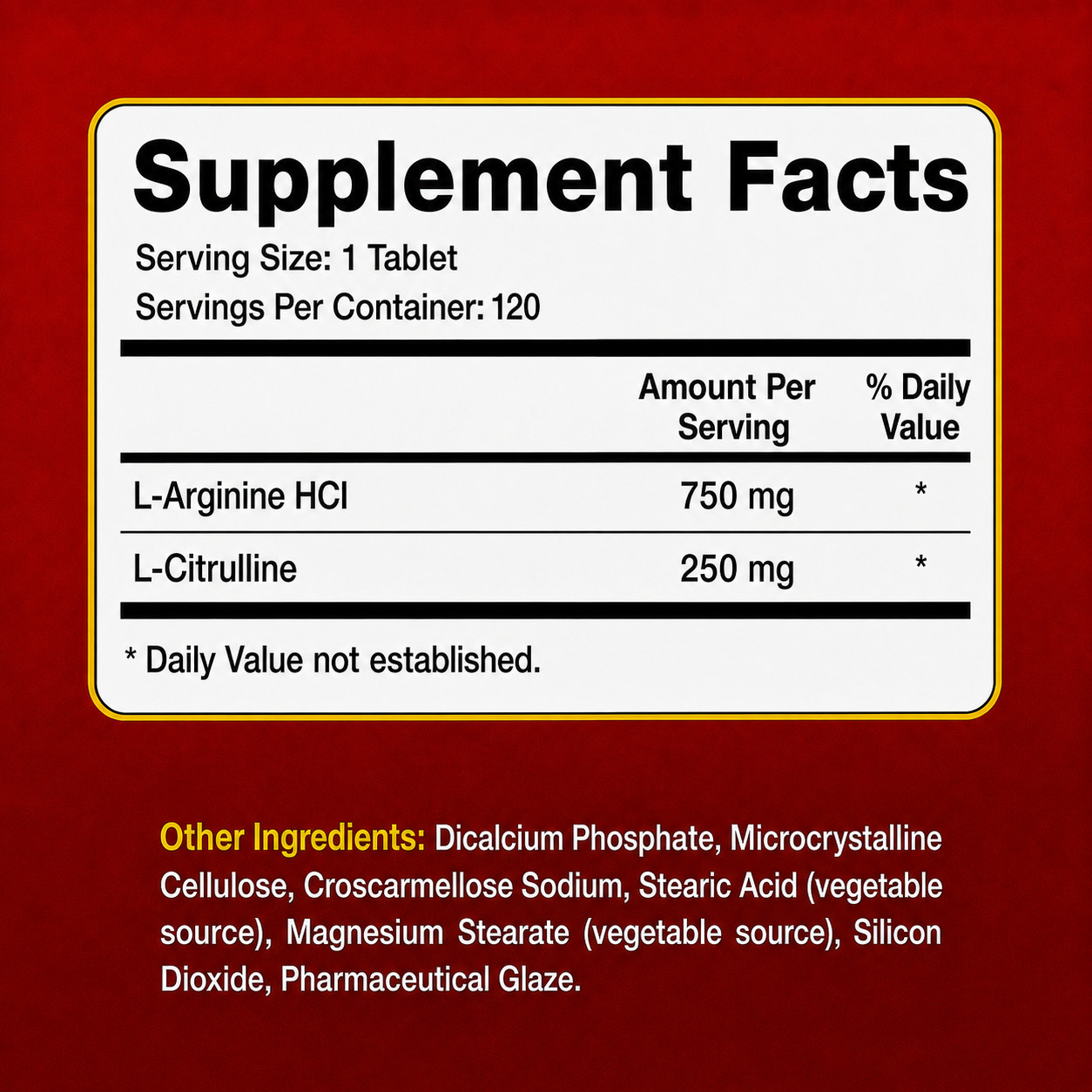 Best Natural L-Arginine 1000 mg, 120 Tablets