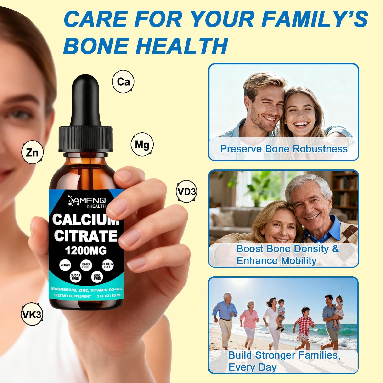 Calcium Citrate Supplement for Women, 1200 mg 2 Fl Oz (Pack of 1)