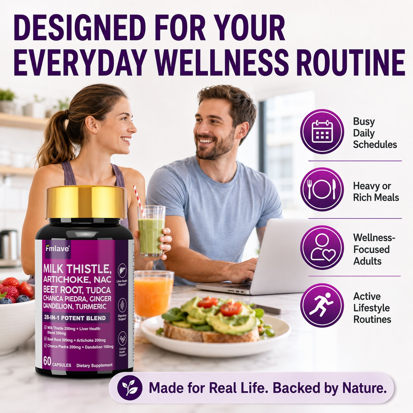 Milk Thistle (Silymarin 3500mg) Dandelion Turmeric Artichoke NAC – Liver Support