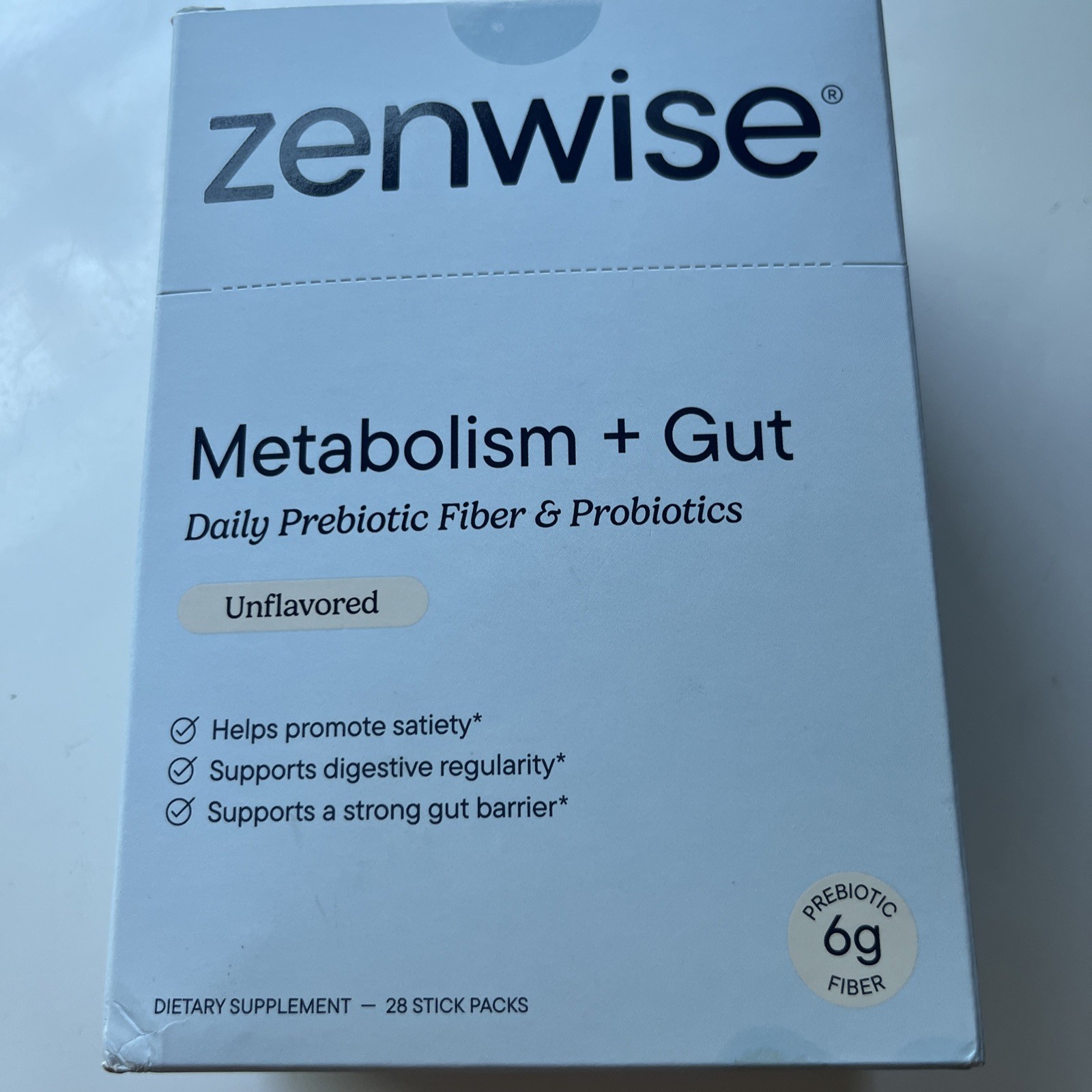 Zenwise Metabolism + Gut Daily Prebiotic Fiber & Probiotics 28 Stick Packs – New