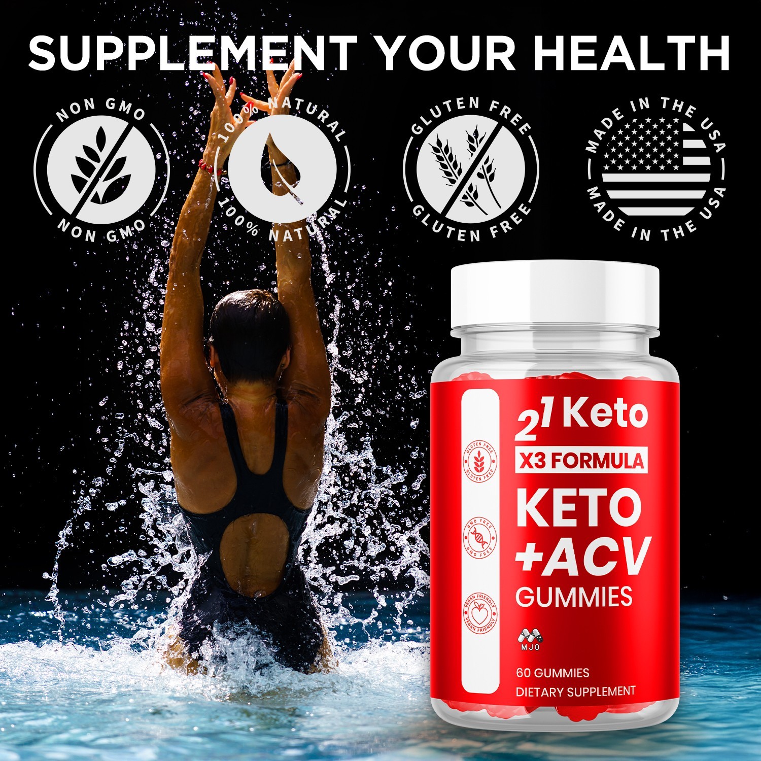 (3 Pack) 21 Keto Nutrition X3 ACV Gummys Vitamin Max Supplement 180 Gummies