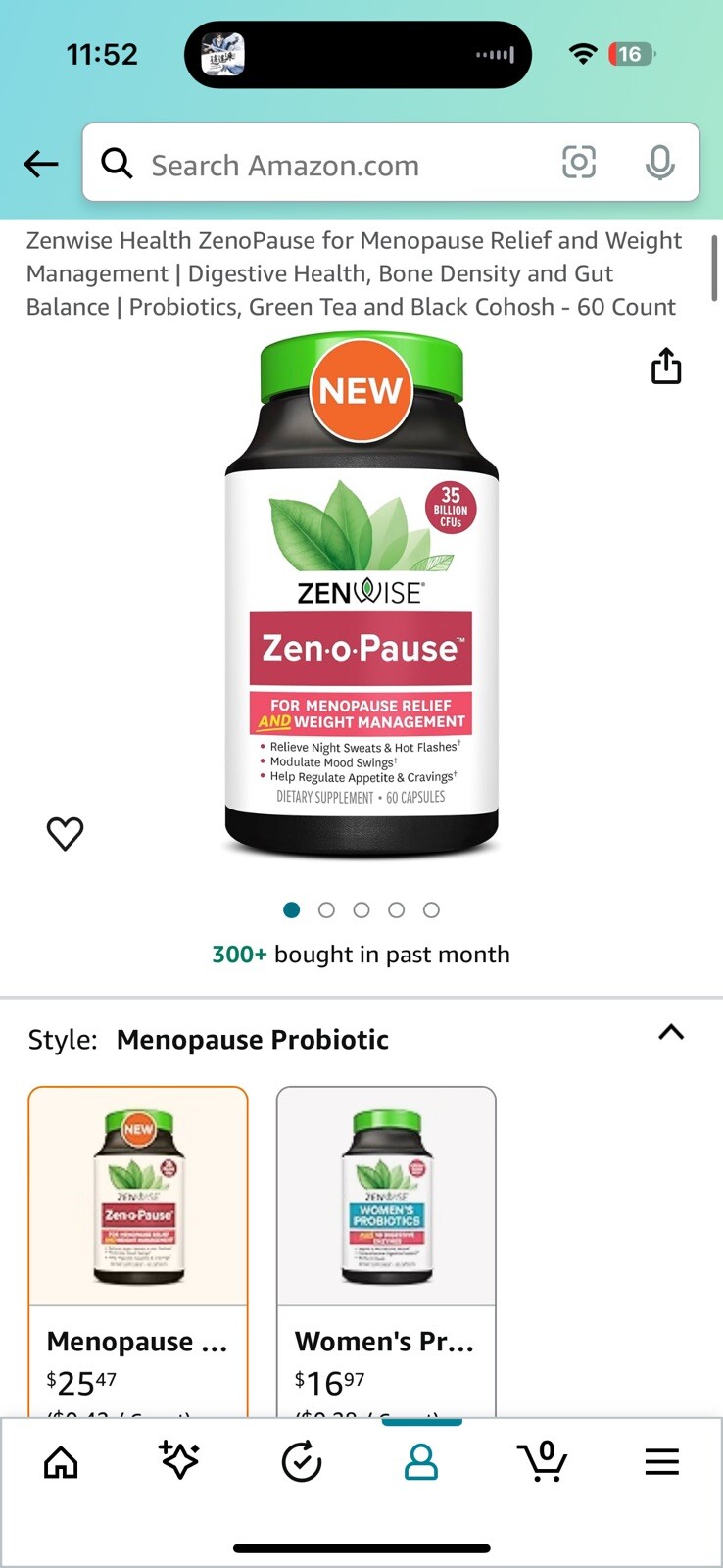 07/2025 Zenwise Zen-o-Pause Menopause Relief Weight Management Black Cohash