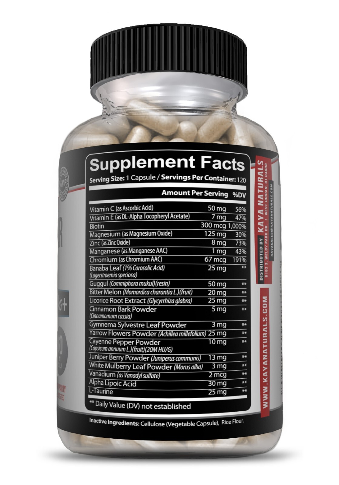 BLOOD SUGAR SUPPORT Alpha Lipoic Acid & Cinnamon 20 Herbs 120 Capsules