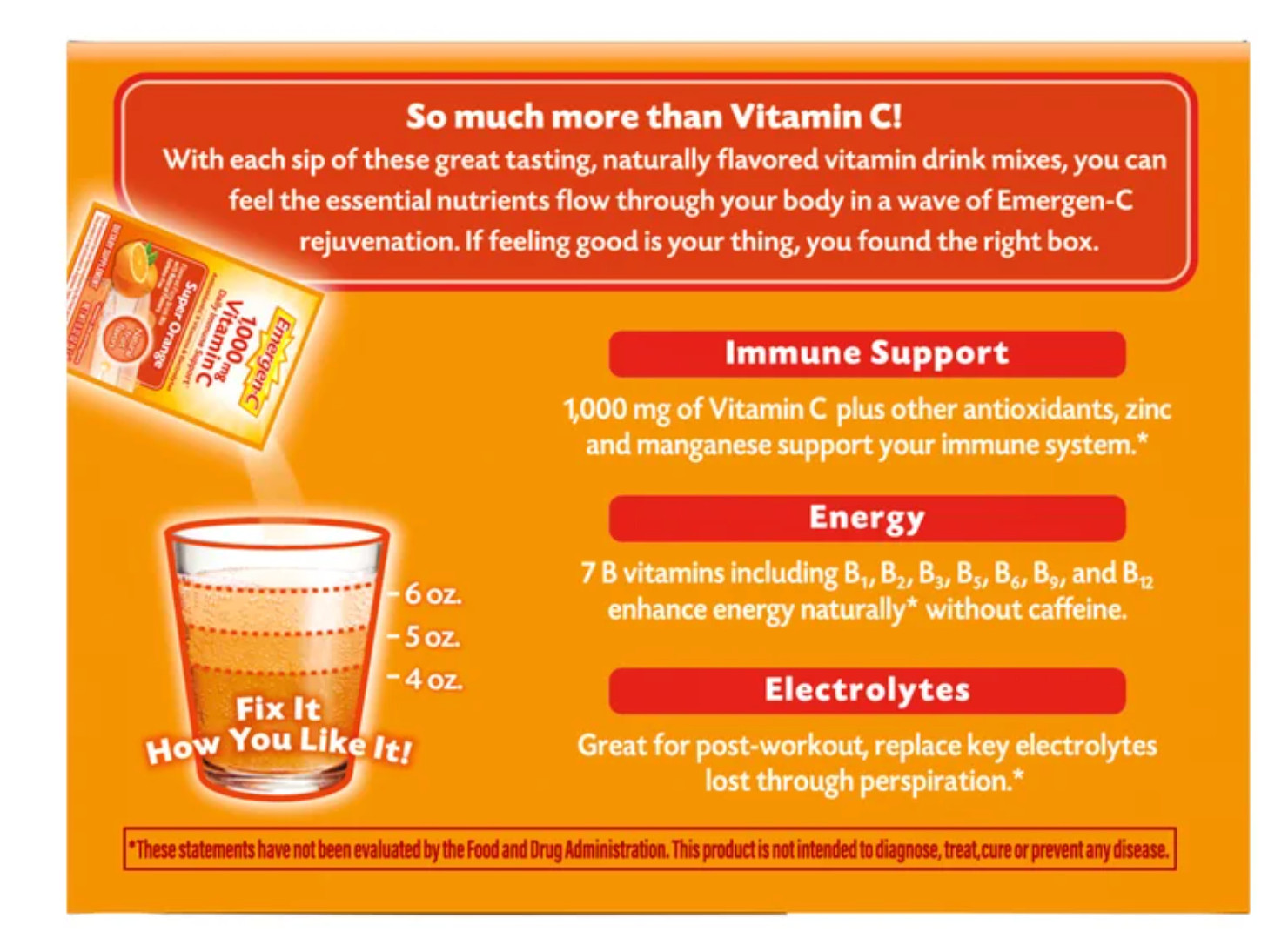 Emergen-C Vitamin C 1000mg Powder Drink Mix 120 Packets Orange Cherry