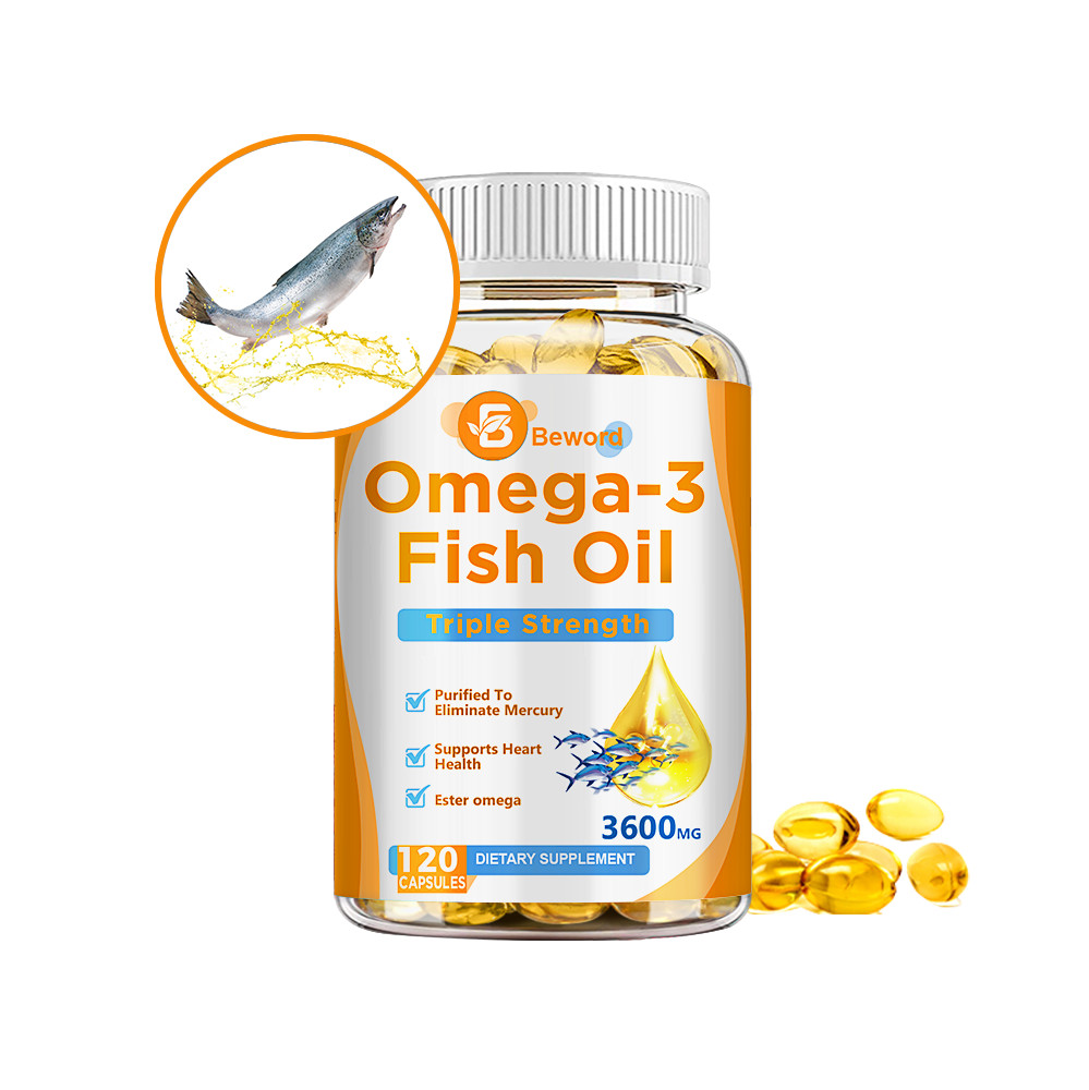 3x Strength EPA & DHA Omega 3 Fish Oil 3600mg, Highest Potency, 4 × 120 Softgels