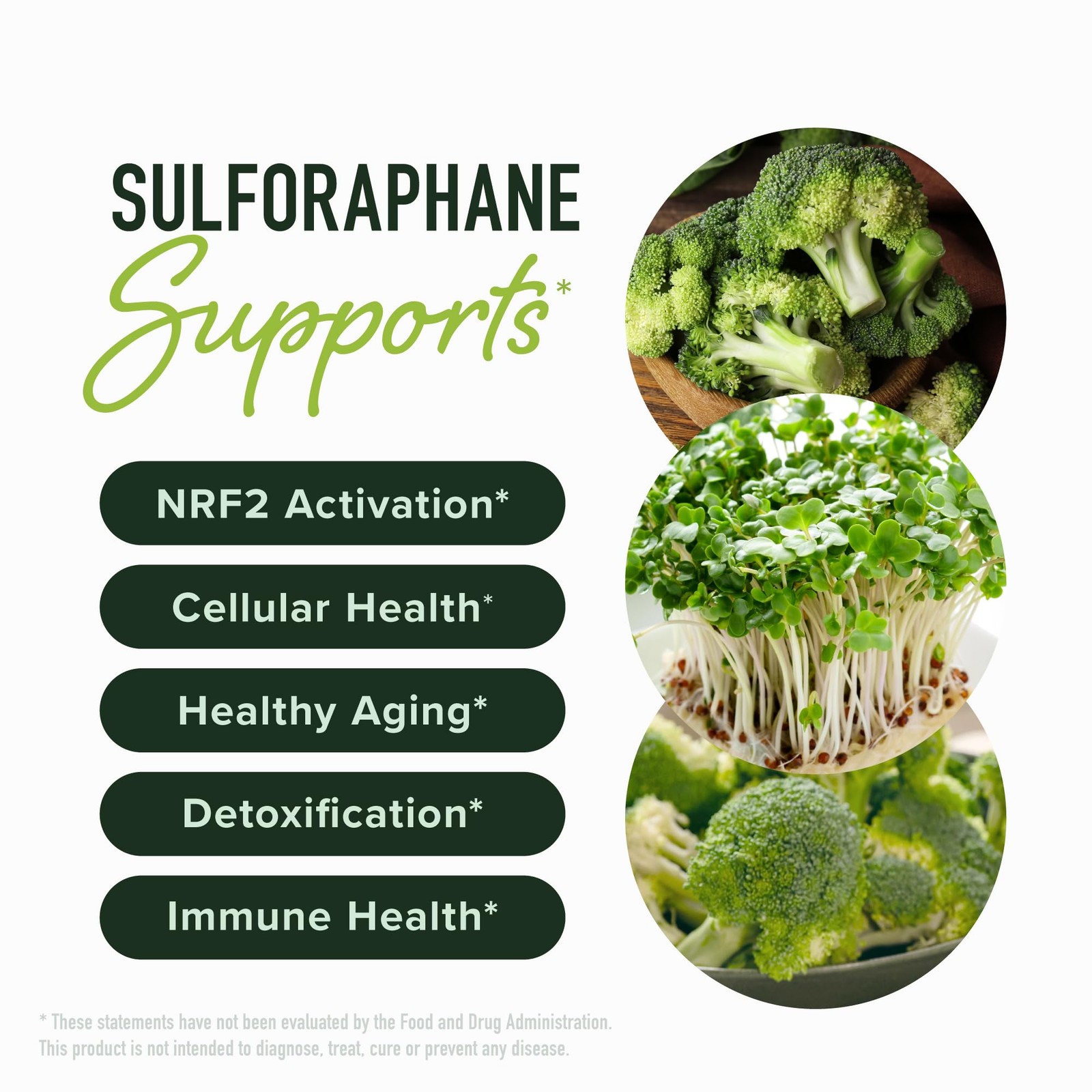 50MG Sulforaphane Supplement from Broccoli Sprouts NRF2 60 Count 60 Ct